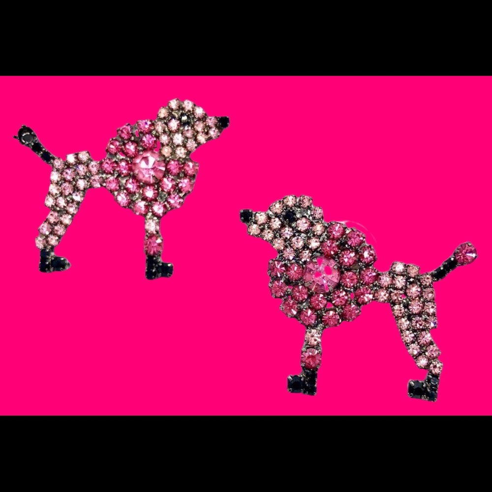 Retro Pink Poodle Earrings - Signed von Walhof